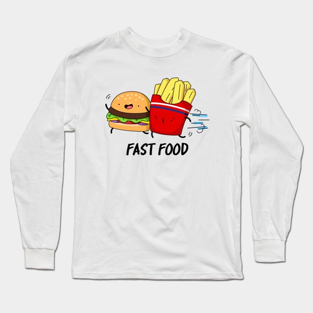 Fast Food Cute Burger Fries - puns are life Long Sleeve T-Shirt by punnybone